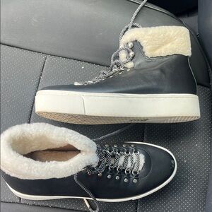 Black and Cream High-Top Sneaker